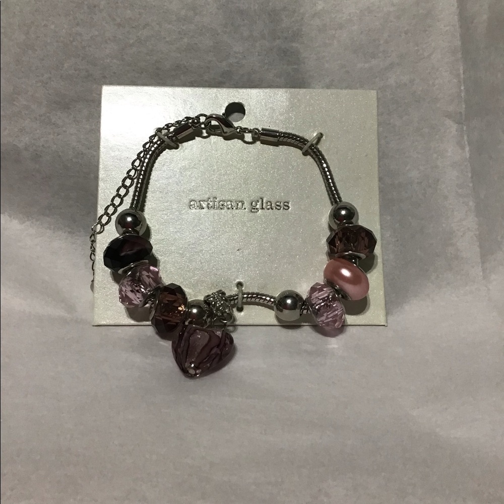 Pure Silver Plated Artisan Glass Beaded Bracelet